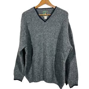 Vintage 90s Lake Harmony USA V Neck Grandpa Sweater Chunky Waffle Knit - L